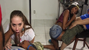 Foursome accompanied by young spanish Adriana Malao