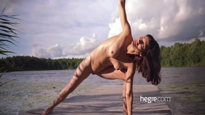 Amazing teen yoga outdoors solo