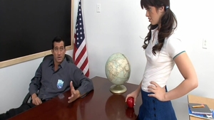 Skinny teen Ashlyn Rae hardcore sucking cock in classroom