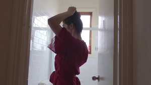 Wet pussy shaved girl fingering in the bath