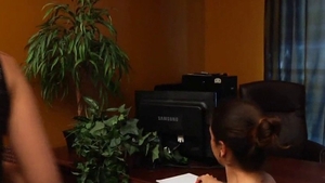 Footjob in office