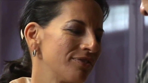Cumshot next to saggy tits MILF Anthony Rosano