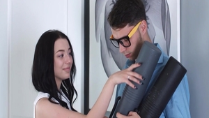 Big tits young nerdy threesome