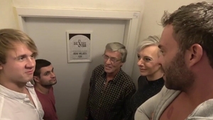 Short hair babe cumshot in club