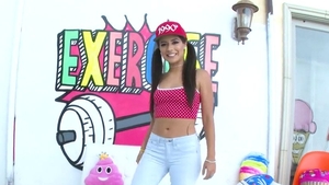 Rimjob in the company of perfect body brunette