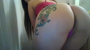 JOI petite & hairy brunette rough twerk in the bath