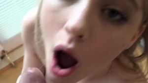 Tight blonde receives raw fucking