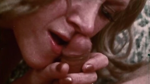 Vintage blonde bends over