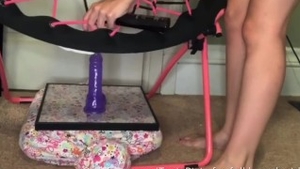 'Bouncing On A dildo Using A Bungee Chair Sex Chair And A dildo '