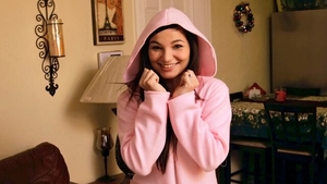 Long legs Nina Turk POV cock sucking on sofa