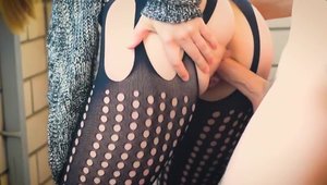 Ramming hard couple in sexy stockings on webcam