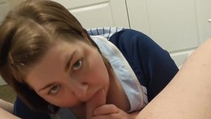 Nice amateur licks big cock & cumshot